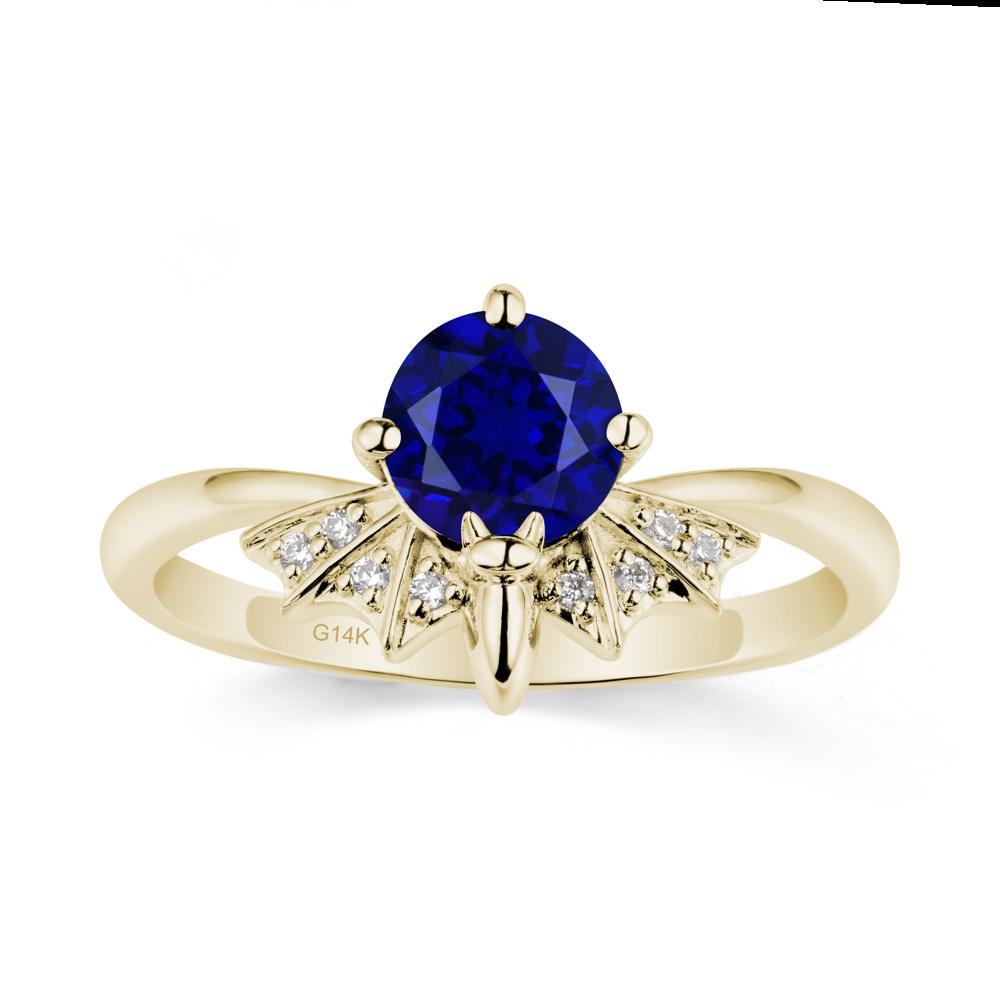 Round Cut Sapphire Bat Ring - LUO Jewelry #metal_14k yellow gold