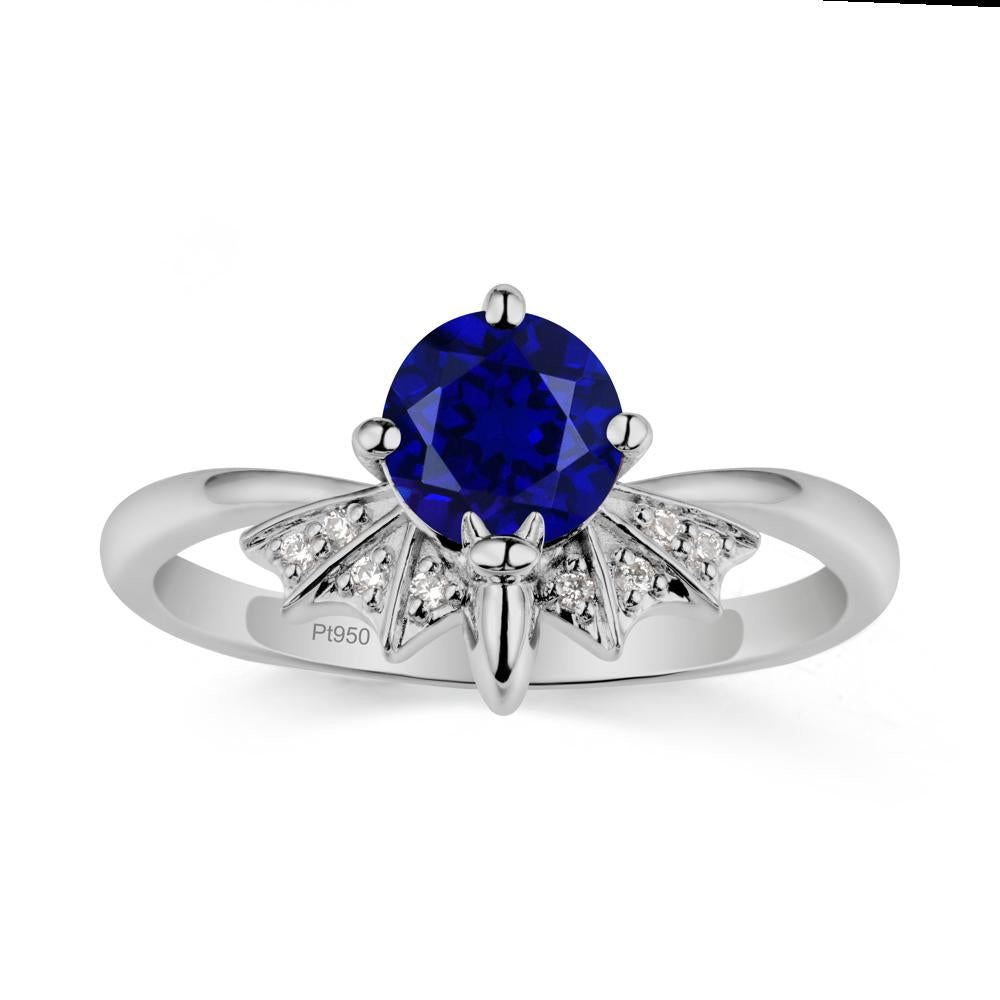 Round Cut Sapphire Bat Ring - LUO Jewelry #metal_platinum