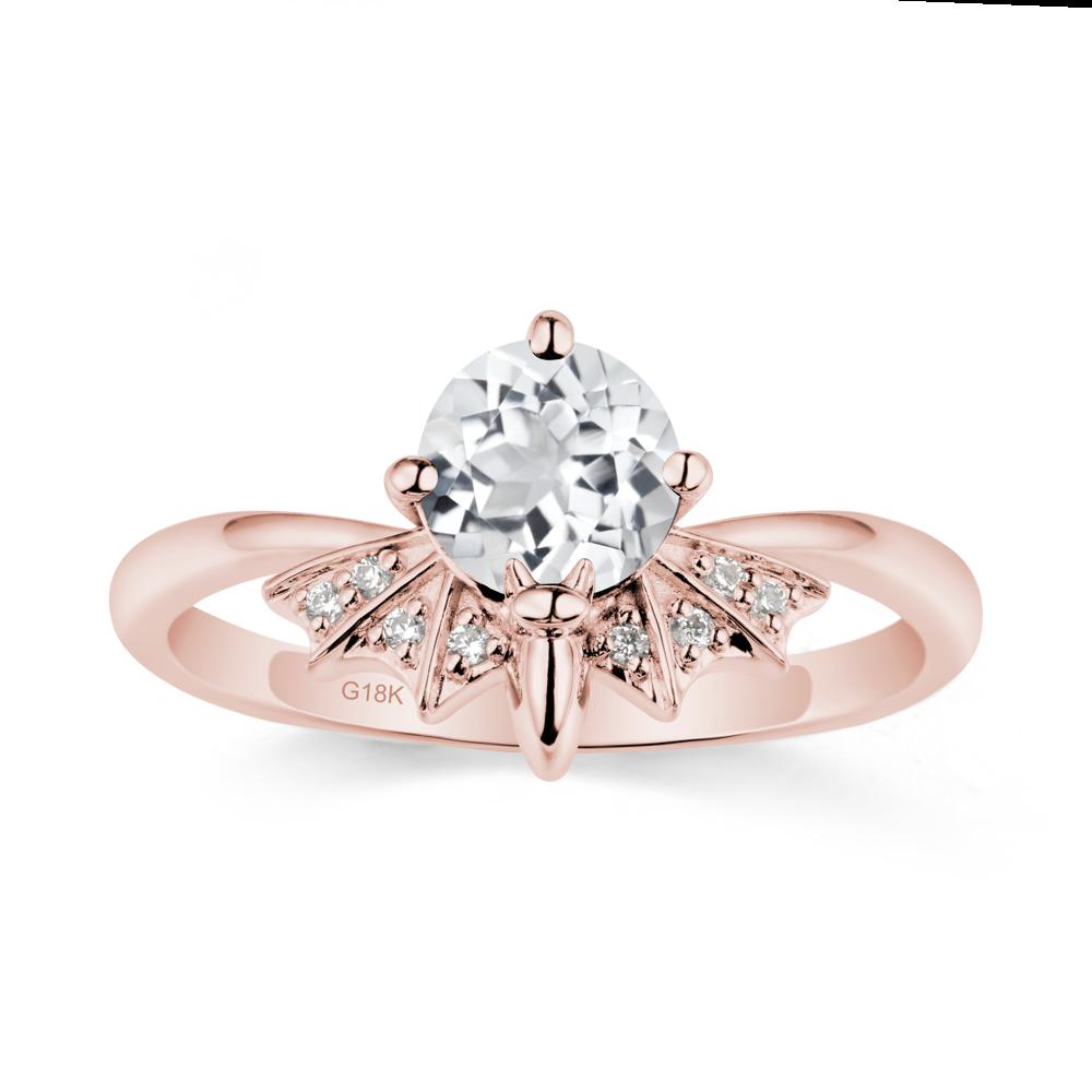 Round Cut White Topaz Bat Ring - LUO Jewelry #metal_18k rose gold