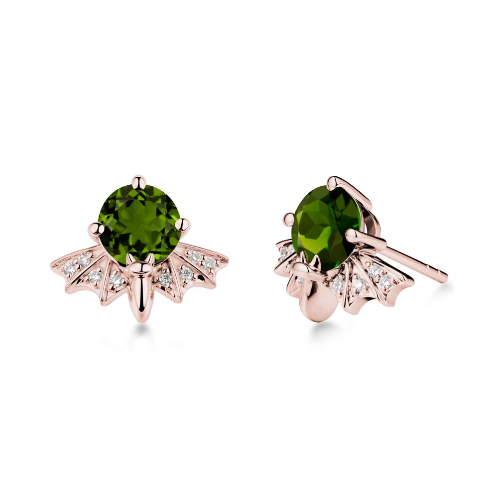 Round Cut Diopside Bat Earrings - LUO Jewelry #metal_18k rose gold
