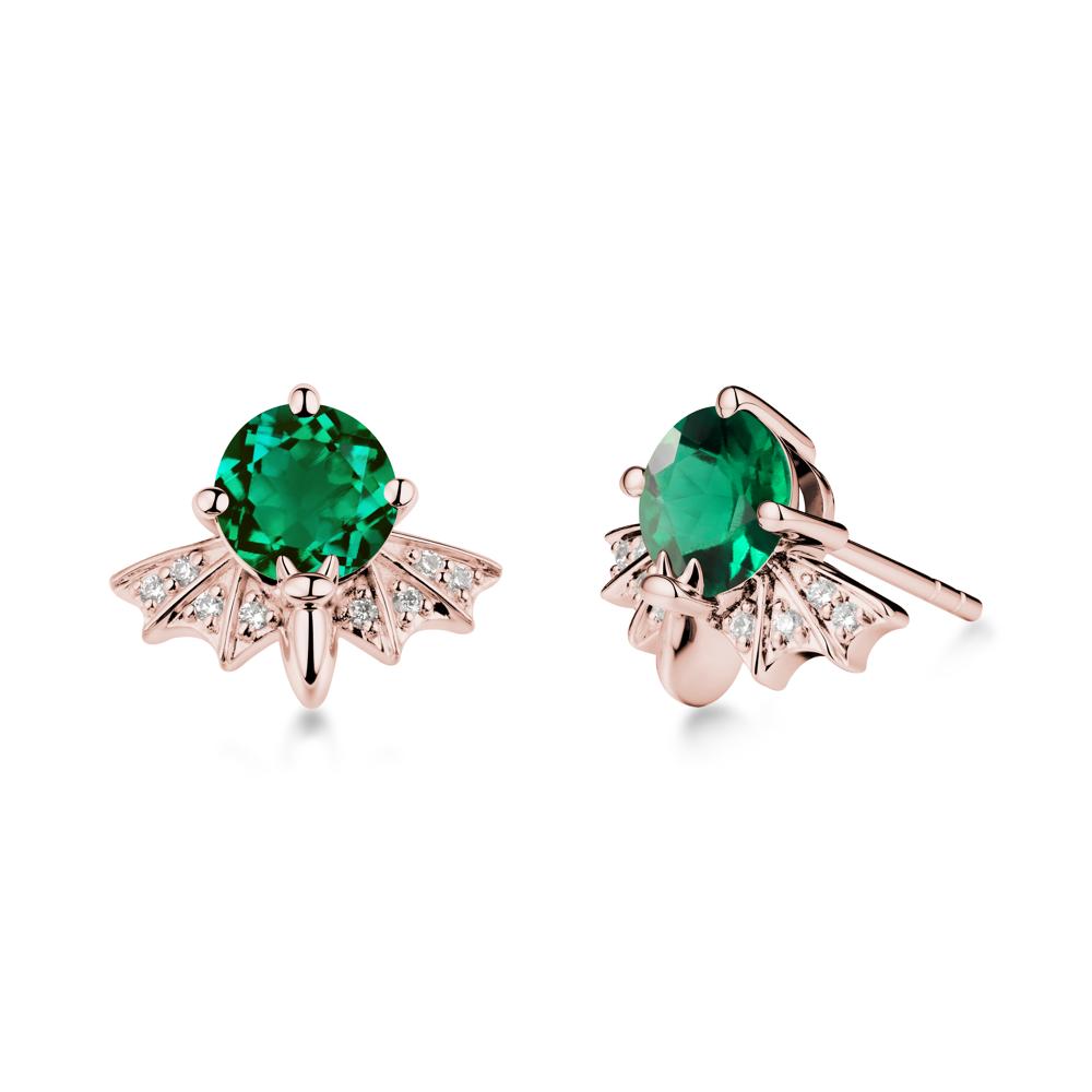 Gothic Bat Emerald Earrings - LUO Jewelry #metal_18k rose gold