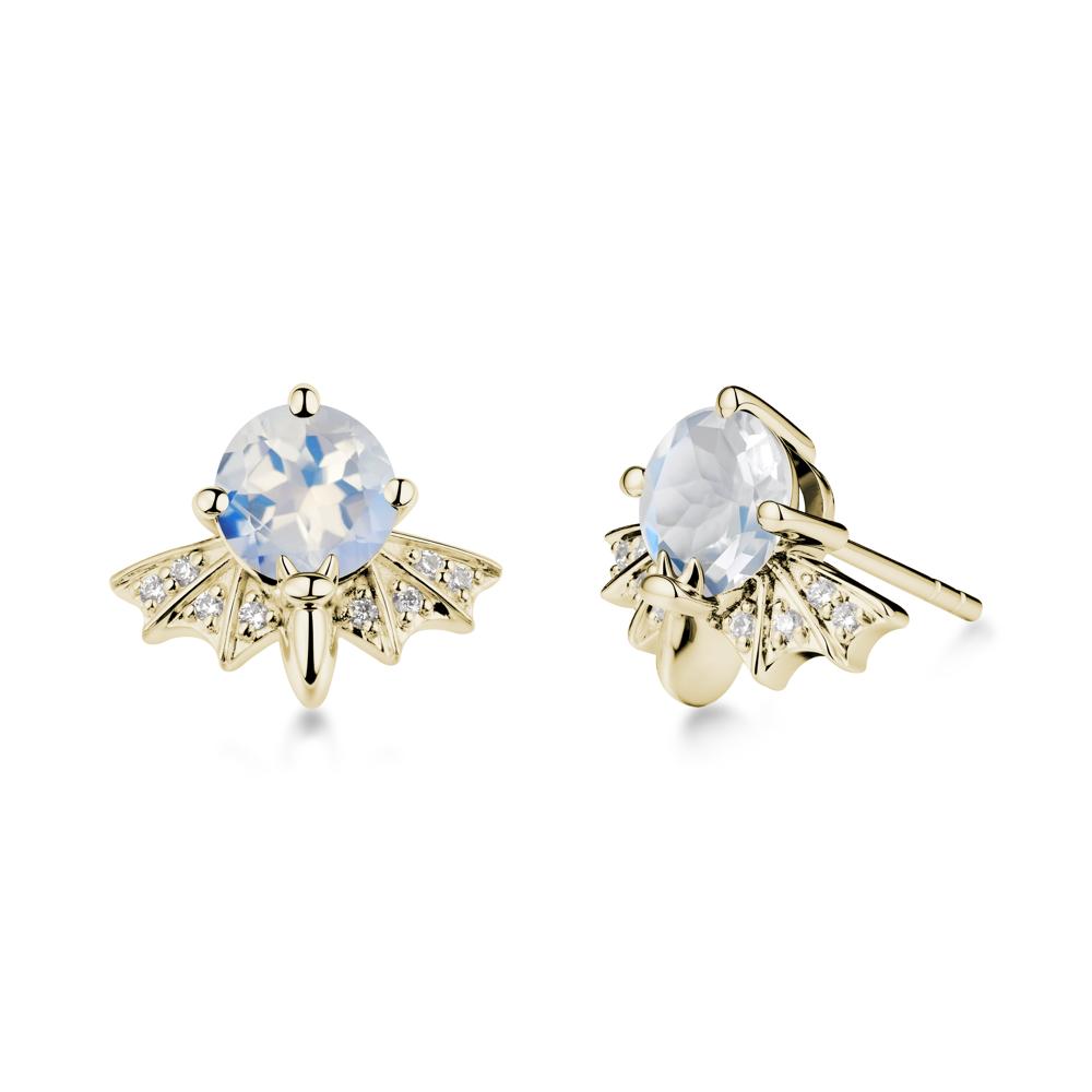 Gothic Bat Moonstone Earrings - LUO Jewelry #metal_14k yellow gold
