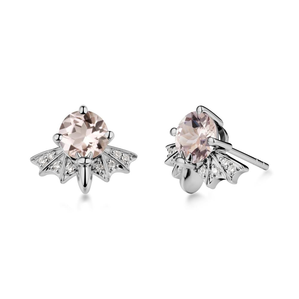 Round Cut Morganite Bat Earrings - LUO Jewelry #metal_platinum