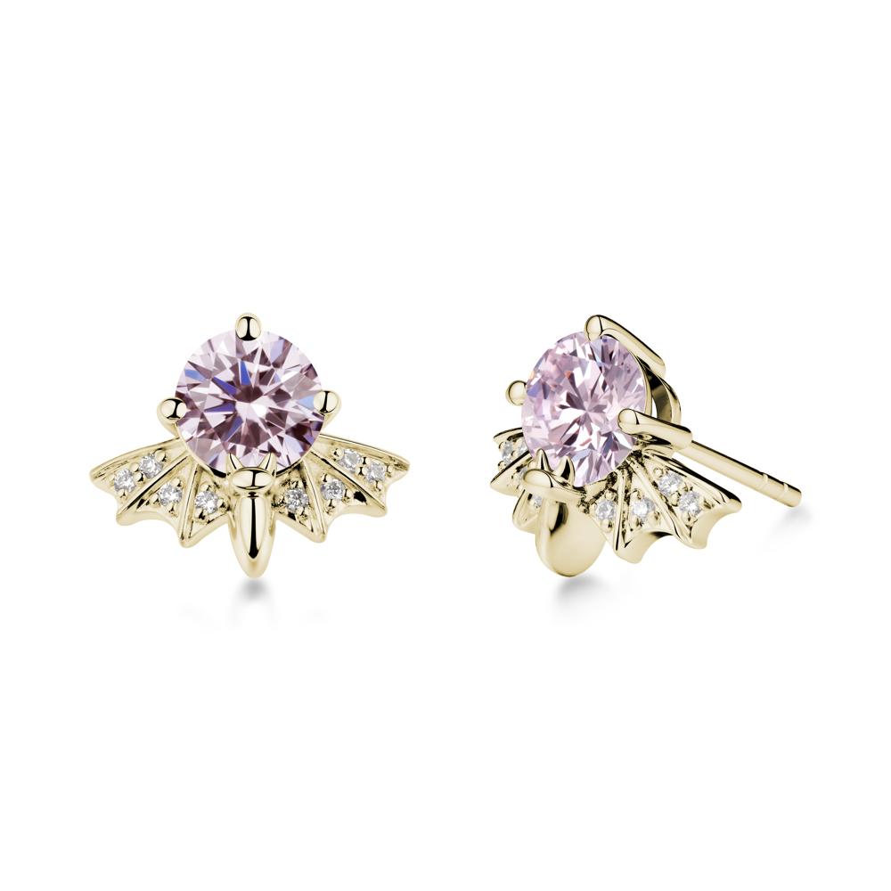 Gothic Bat Pink Cubic Zirconia Earrings - LUO Jewelry #metal_14k yellow gold