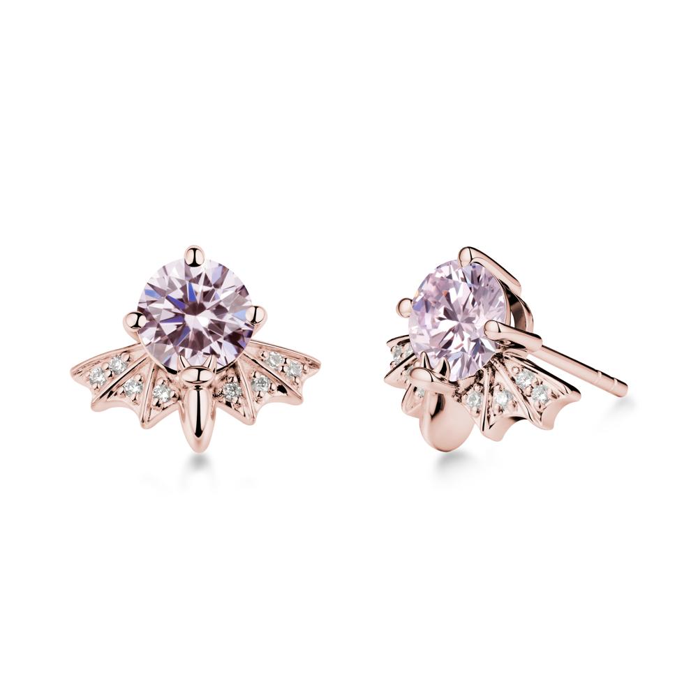 Gothic Bat Pink Cubic Zirconia Earrings - LUO Jewelry #metal_18k rose gold
