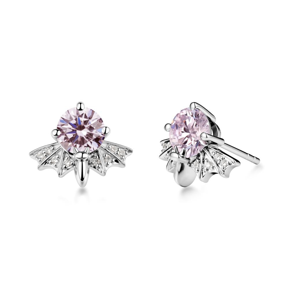 Gothic Bat Pink Cubic Zirconia Earrings - LUO Jewelry #metal_18k white gold