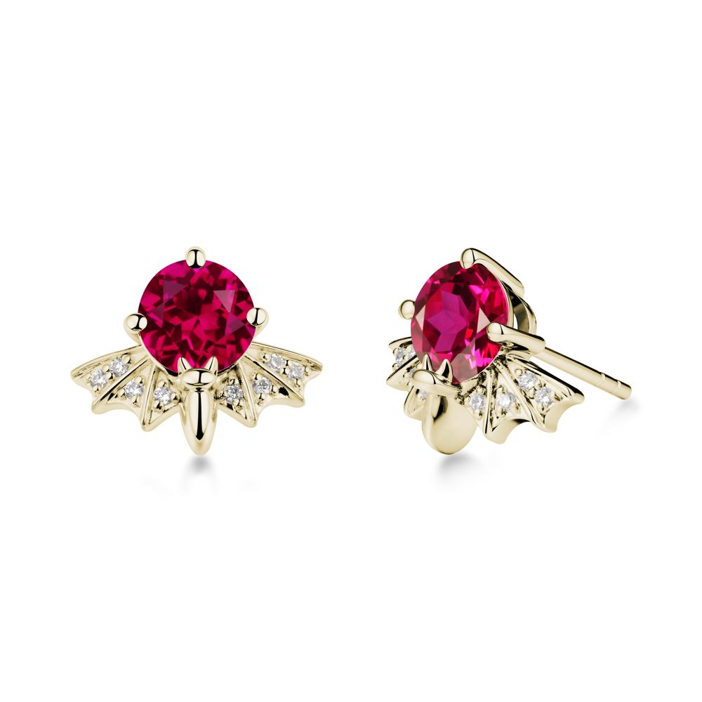 Gothic Bat Ruby Earrings | LUO