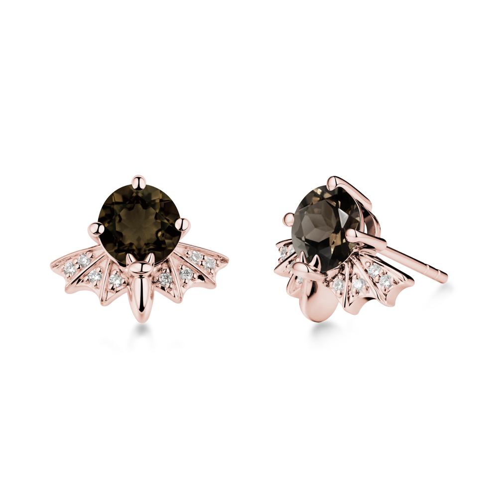Gothic Bat Smoky Quartz Earrings - LUO Jewelry #metal_18k rose gold