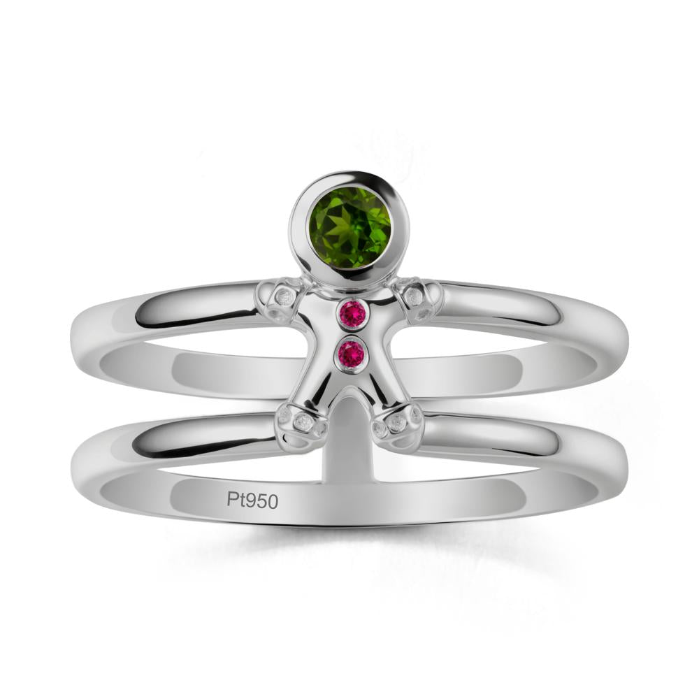 Bezel Setting Round Diopside and Ruby Ring - LUO Jewelry #metal_platinum