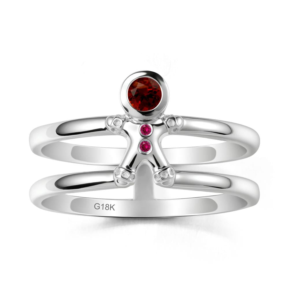 Double Band Round Garnet and Ruby Ring - LUO Jewelry #metal_18k white gold