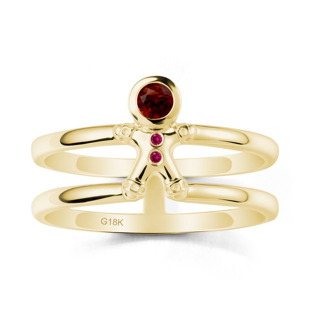 Double Band Round Garnet and Ruby Ring - LUO Jewelry #metal_18k yellow gold