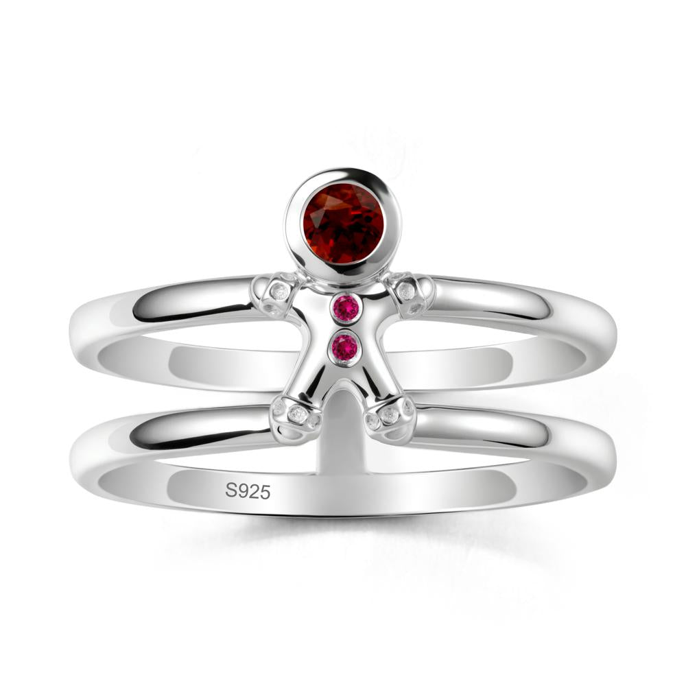 Double Band Round Garnet and Ruby Ring - LUO Jewelry #metal_sterling silver