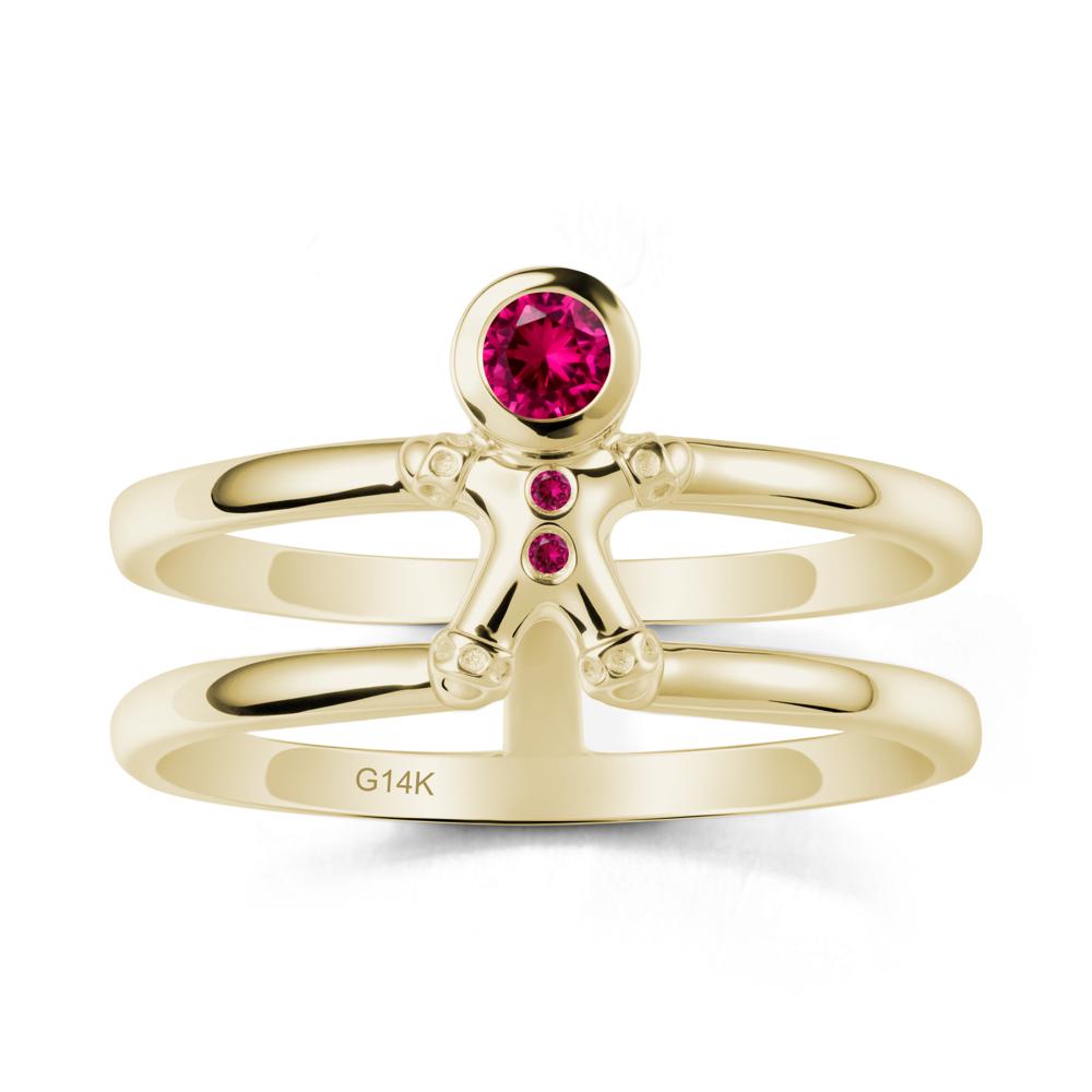 Chrismas Ruby Ring-Gingerbread Man - LUO Jewelry #metal_14k yellow gold