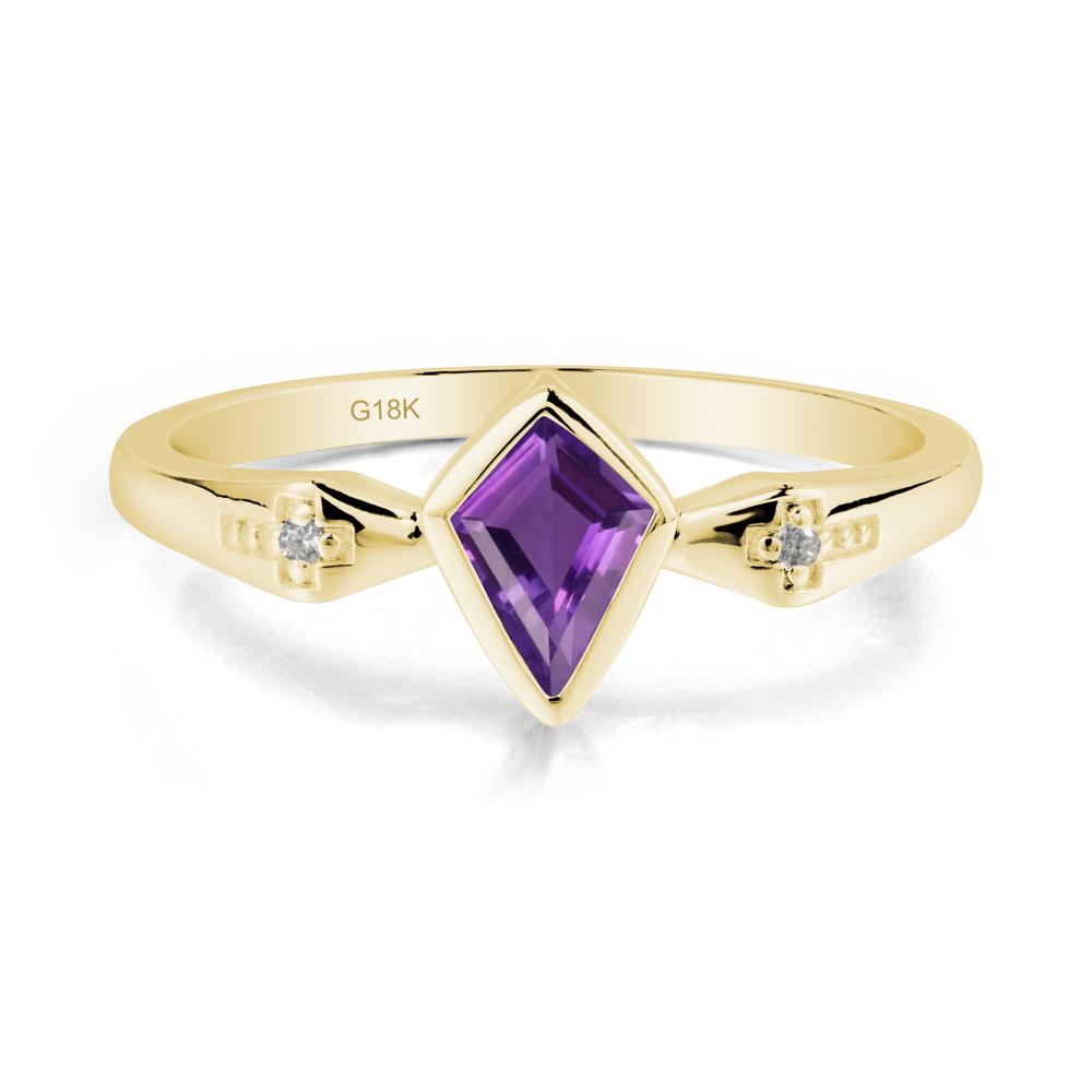 Gothic Kite Shaped Amethyst Cross Ring - LUO Jewelry #metal_18k yellow gold
