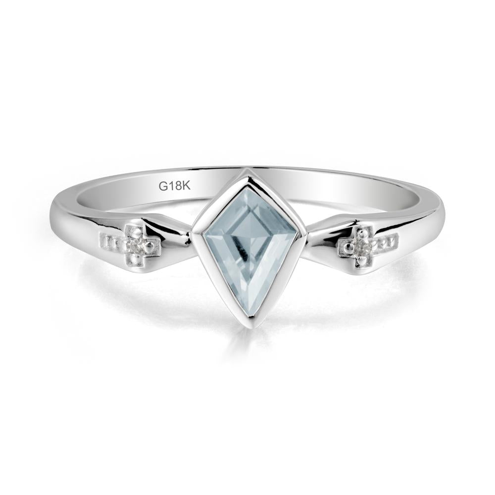Coffin Shaped Bezel Setting Aquamarine Ring - LUO Jewelry #metal_18k white gold