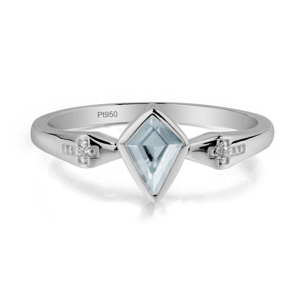 Coffin Shaped Bezel Setting Aquamarine Ring - LUO Jewelry #metal_platinum