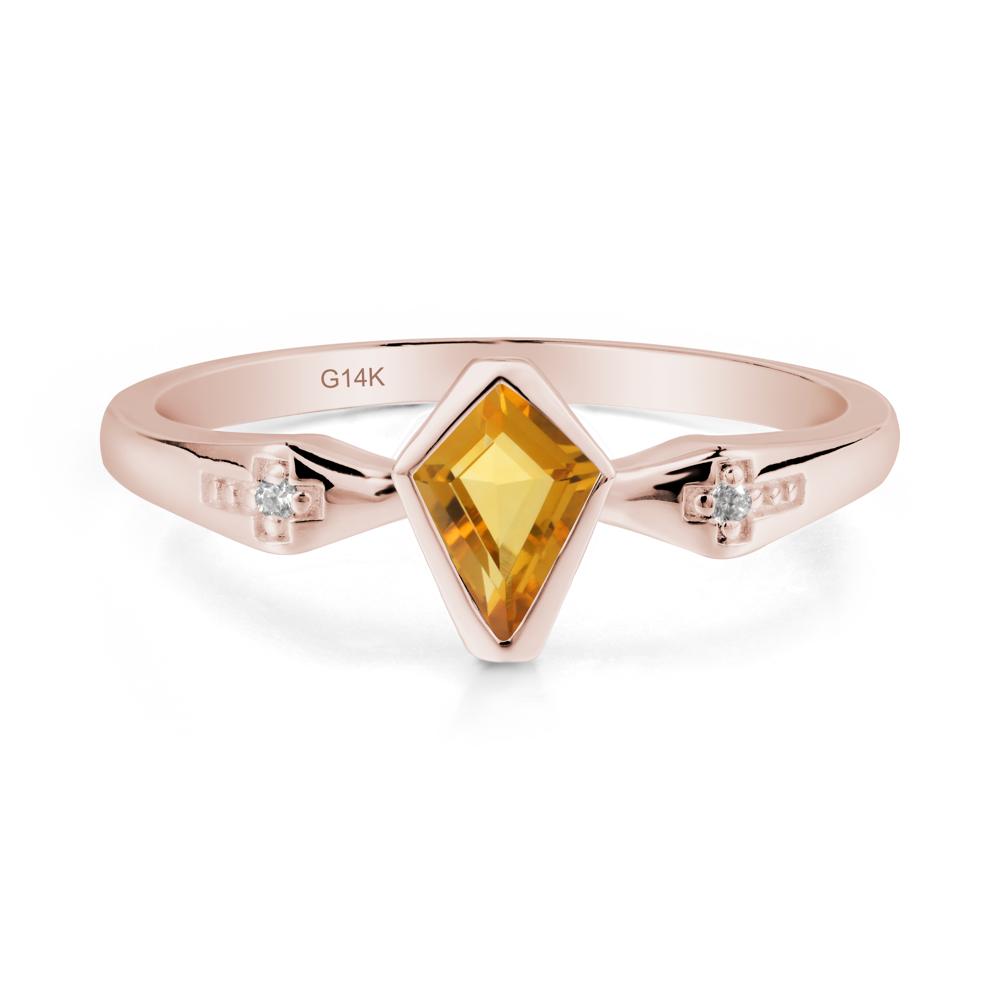 Gothic Kite Shaped Citrine Ring - LUO Jewelry #metal_14k rose gold