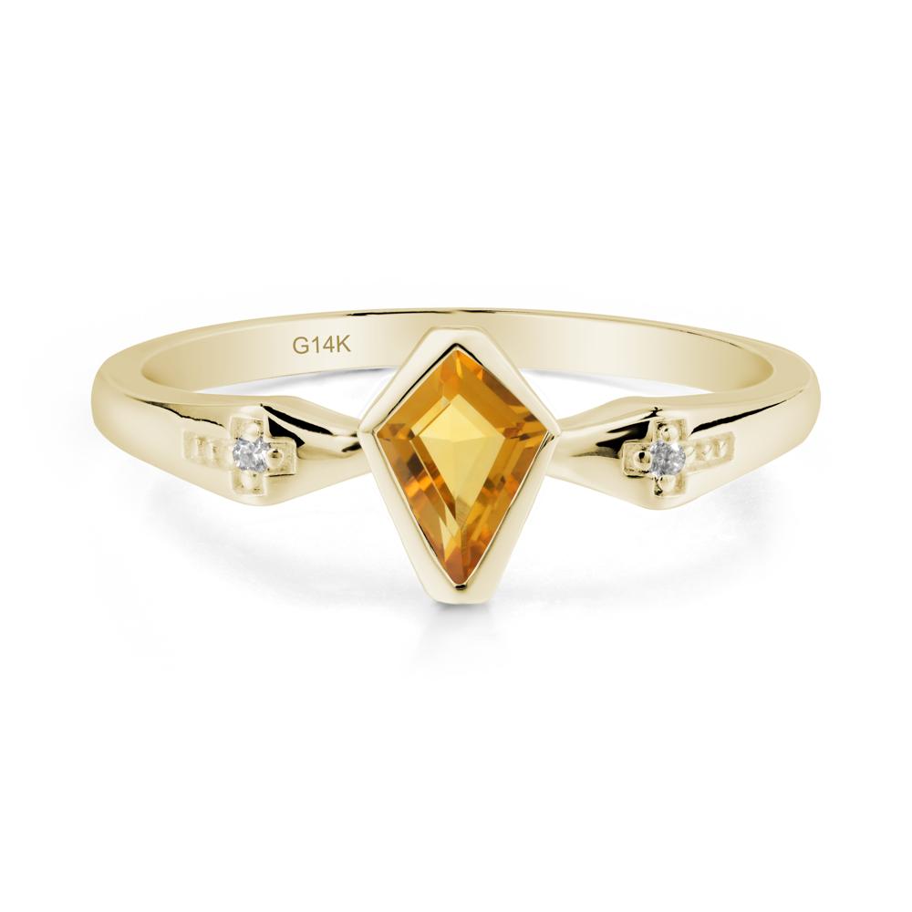 Gothic Kite Shaped Citrine Ring - LUO Jewelry #metal_14k yellow gold