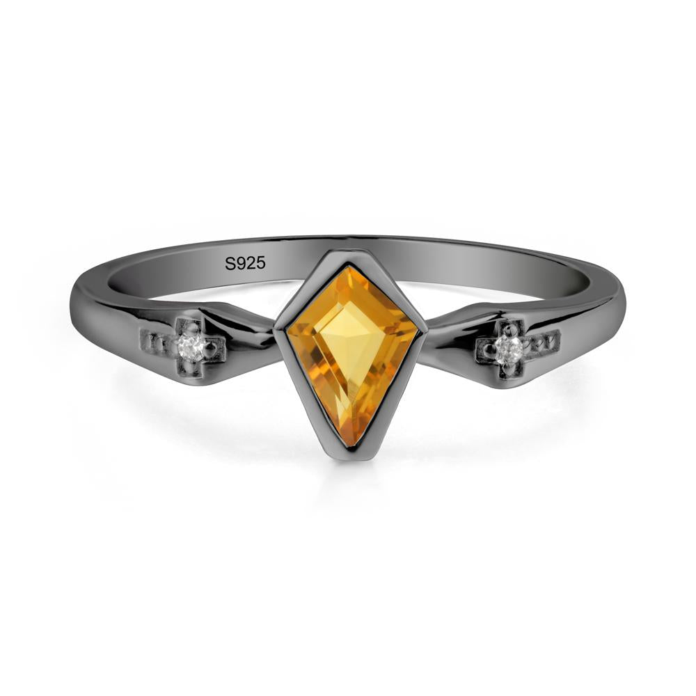 Gothic Kite Shaped Citrine Ring - LUO Jewelry #metal_black finish sterling silver