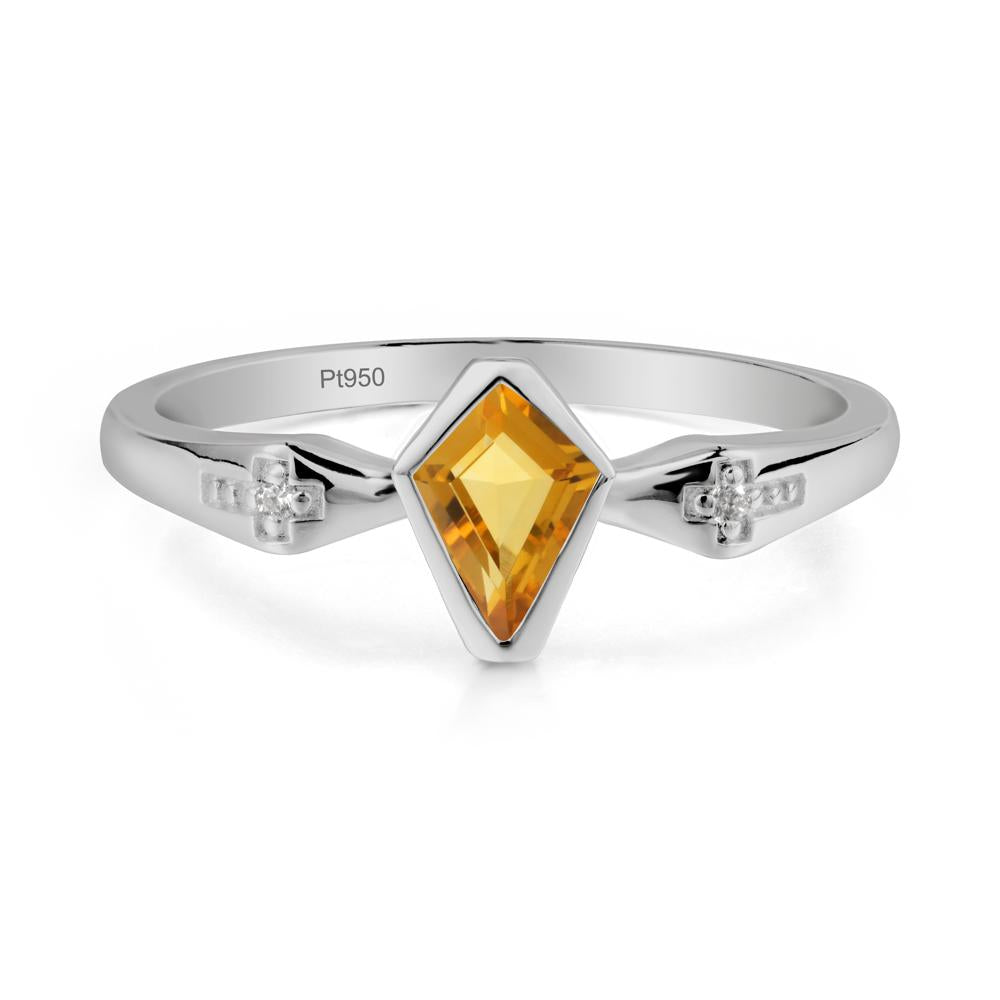 Gothic Kite Shaped Citrine Ring - LUO Jewelry #metal_platinum