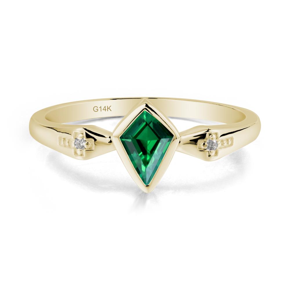 Gothic Kite Shaped Emerald Ring - LUO Jewelry #metal_14k yellow gold