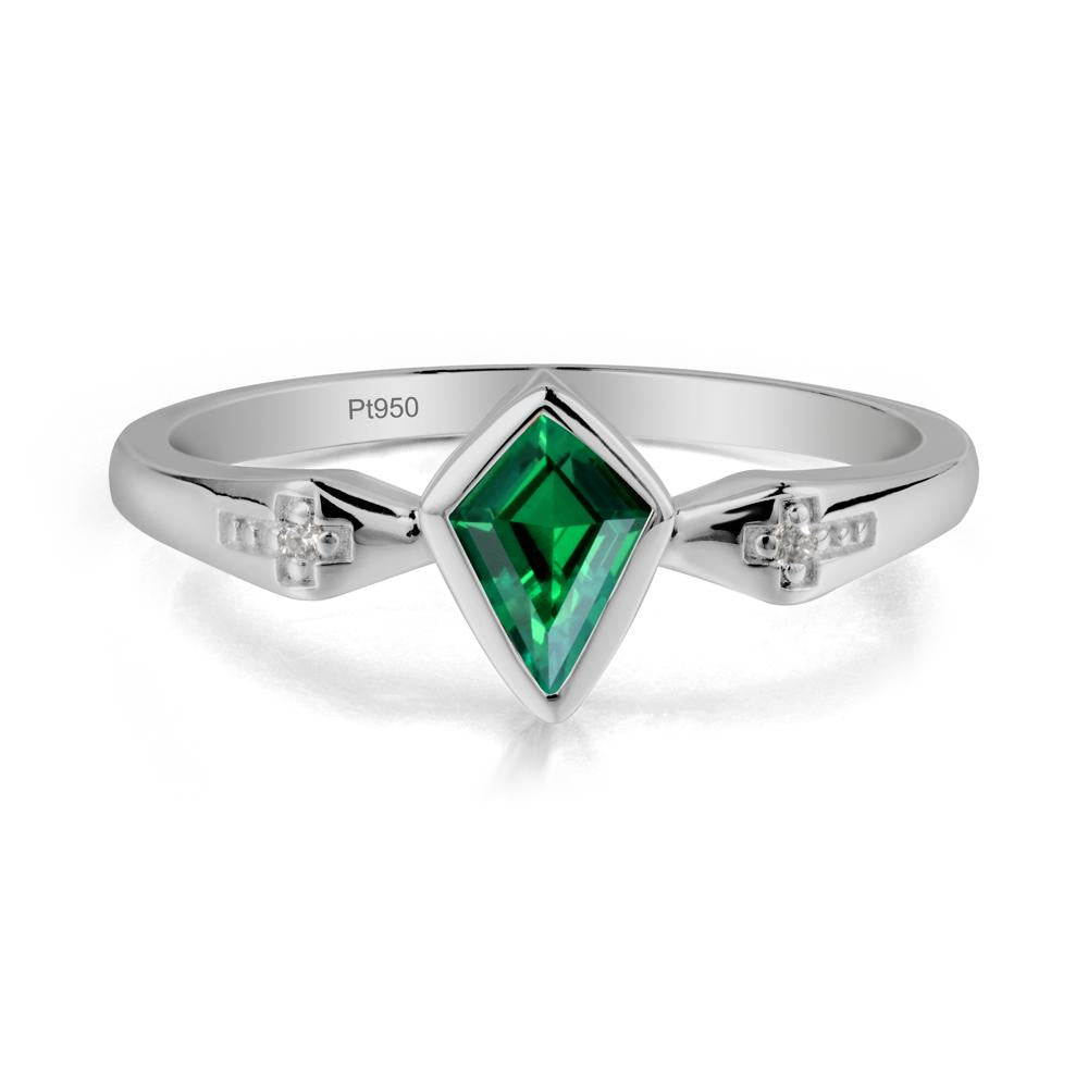 Gothic Kite Shaped Emerald Ring - LUO Jewelry #metal_platinum