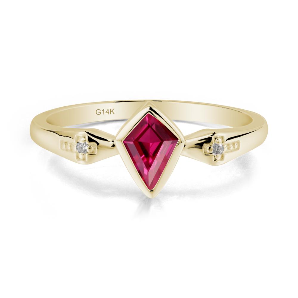 Gothic Kite Shaped Ruby Cross Ring - LUO Jewelry #metal_14k yellow gold