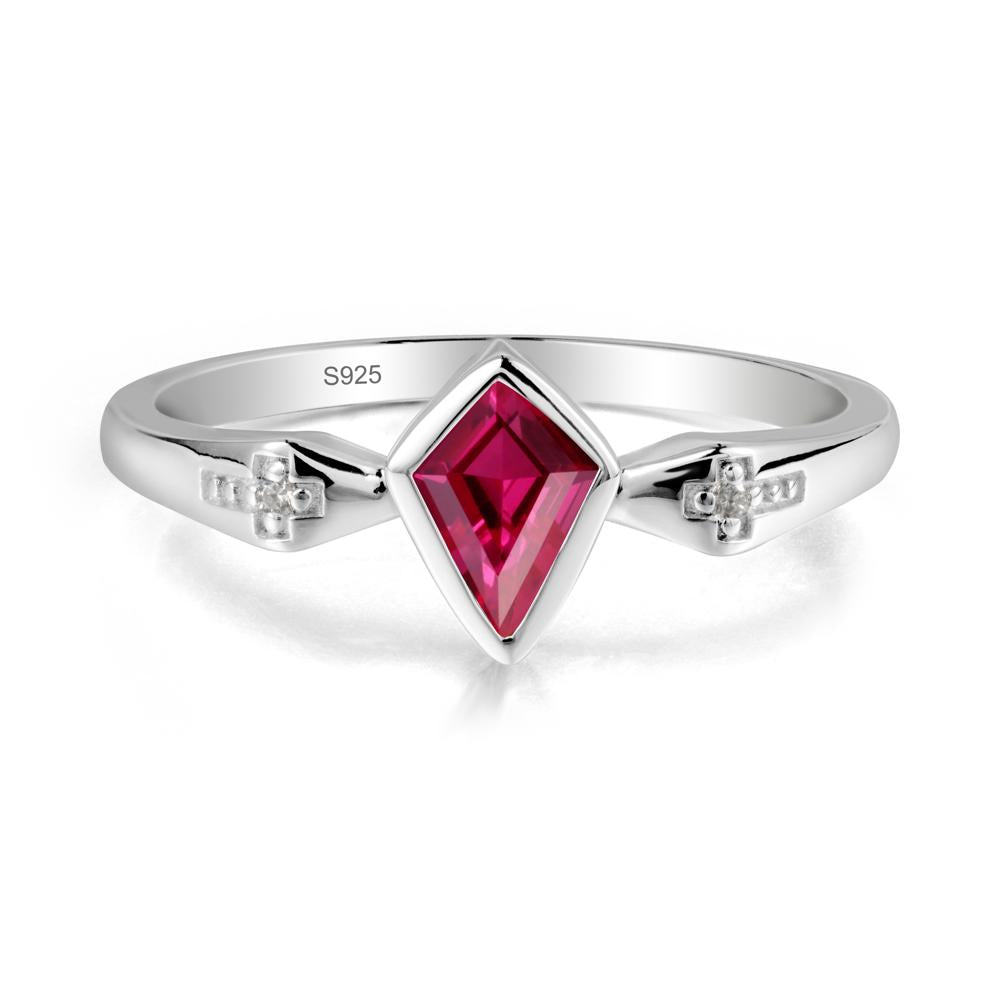 Gothic Kite Shaped Ruby Cross Ring - LUO Jewelry #metal_sterling silver
