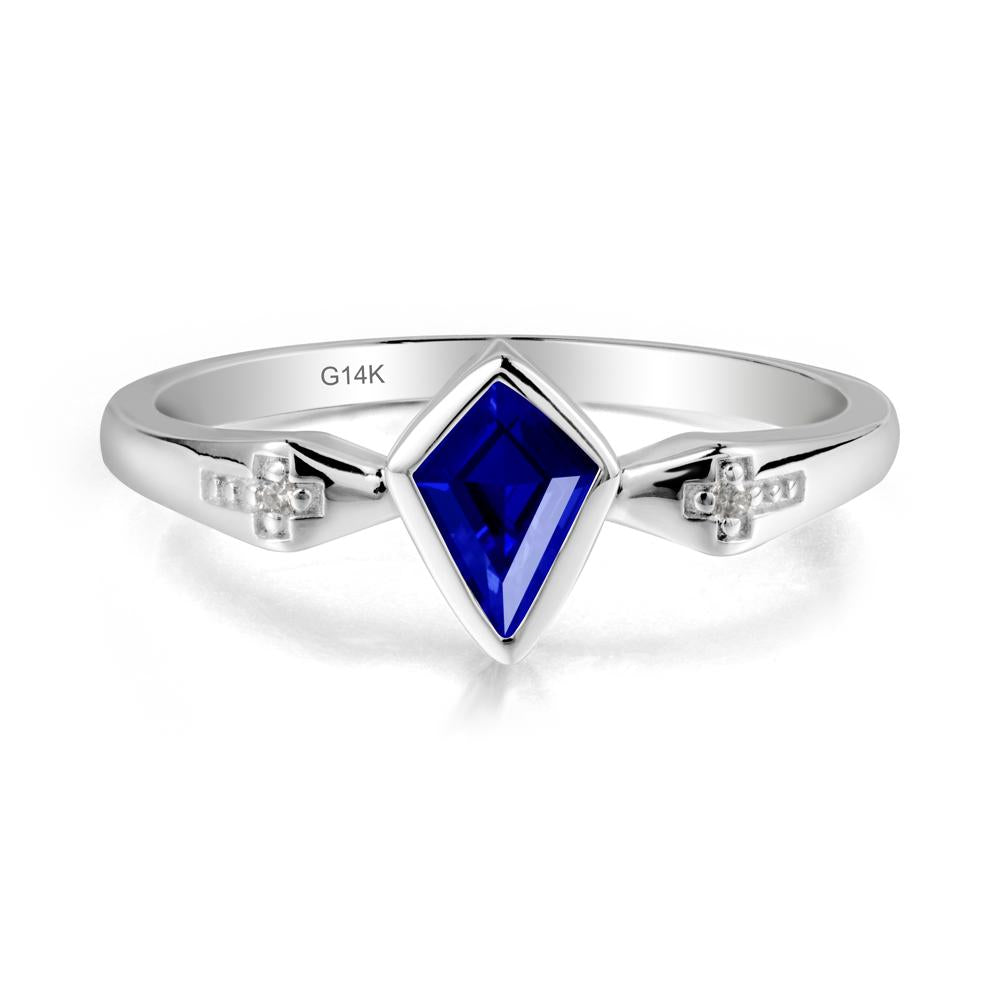 Coffin Shaped Bezel Setting Sapphire Ring - LUO Jewelry #metal_14k white gold