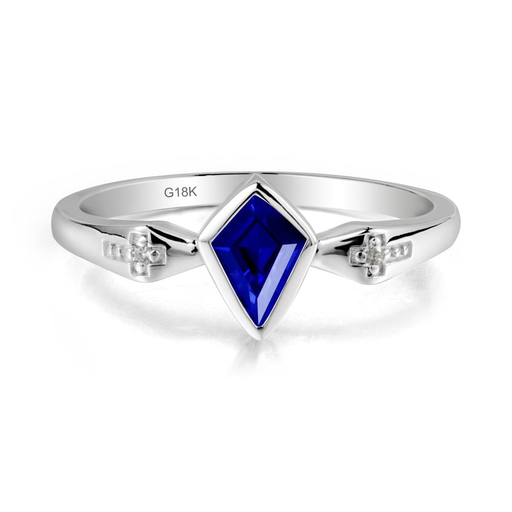 Coffin Shaped Bezel Setting Sapphire Ring - LUO Jewelry #metal_18k white gold