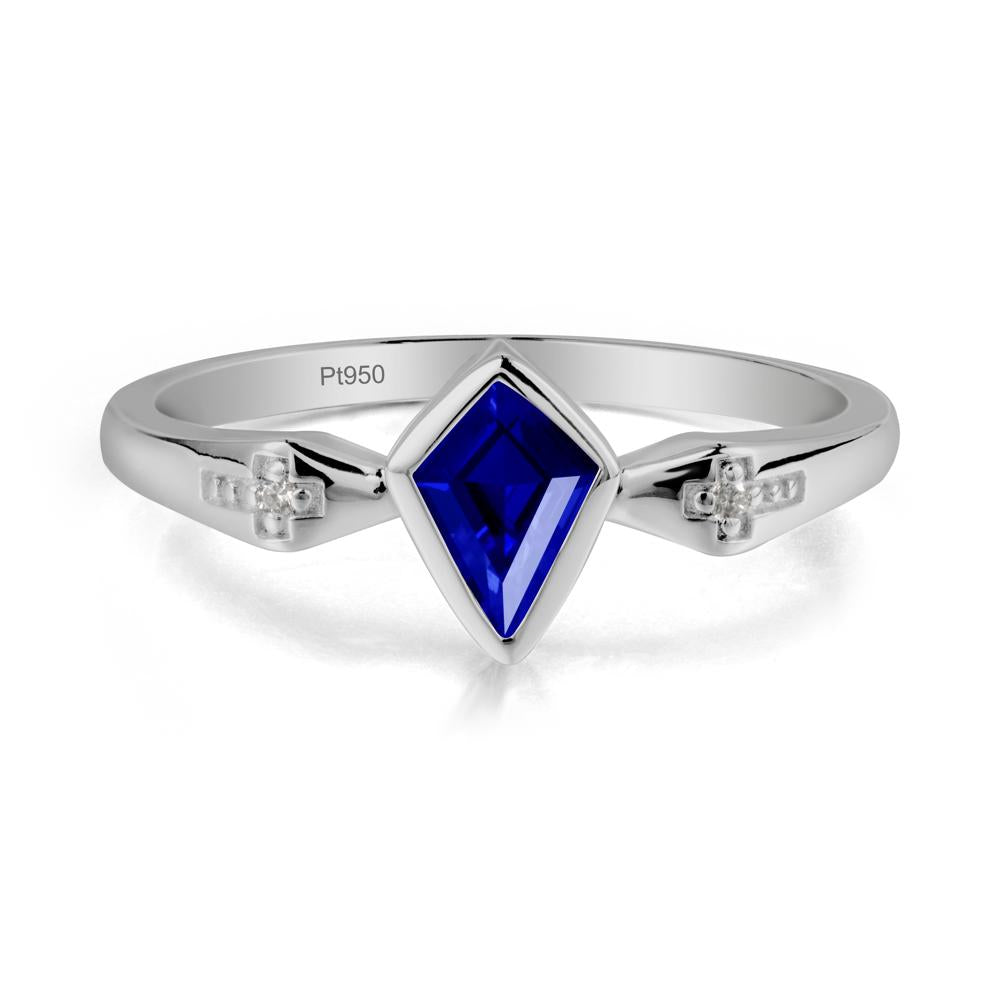 Coffin Shaped Bezel Setting Sapphire Ring - LUO Jewelry #metal_platinum