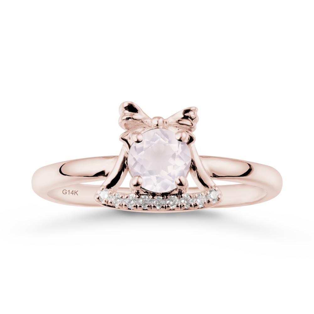 Bow Knot Round Rose Quartz Ring - LUO Jewelry #metal_14k rose gold