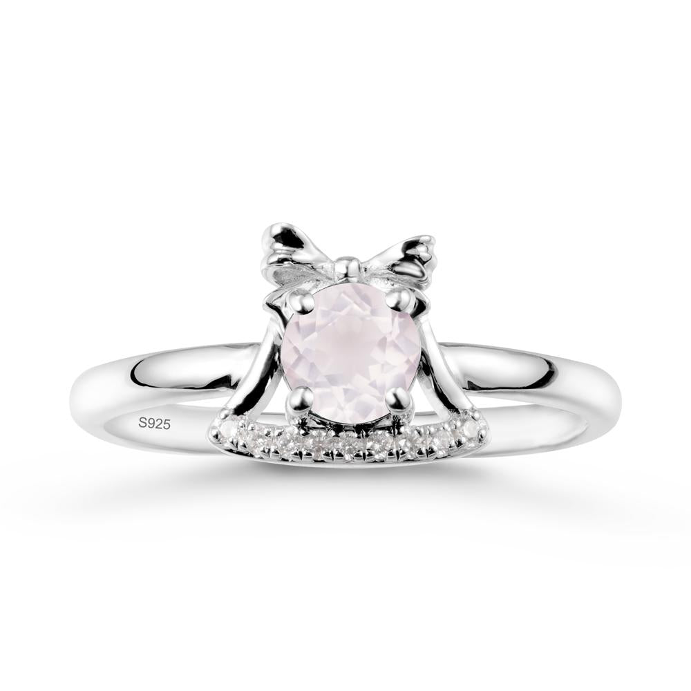 Bow Knot Round Rose Quartz Ring - LUO Jewelry #metal_sterling silver