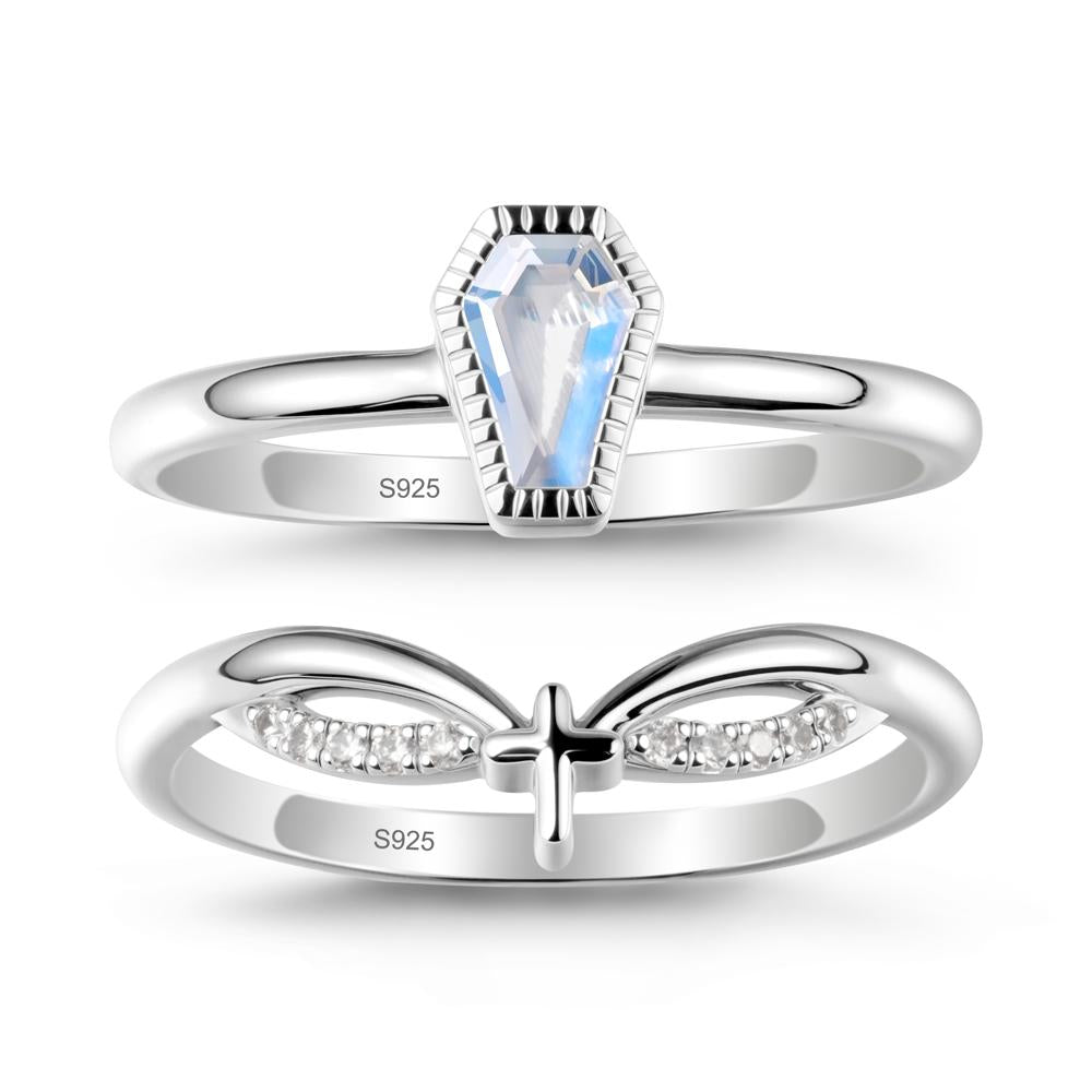 Coffin Cut Moonstone Ring Set - LUO Jewelry #gemstone_Moonstone