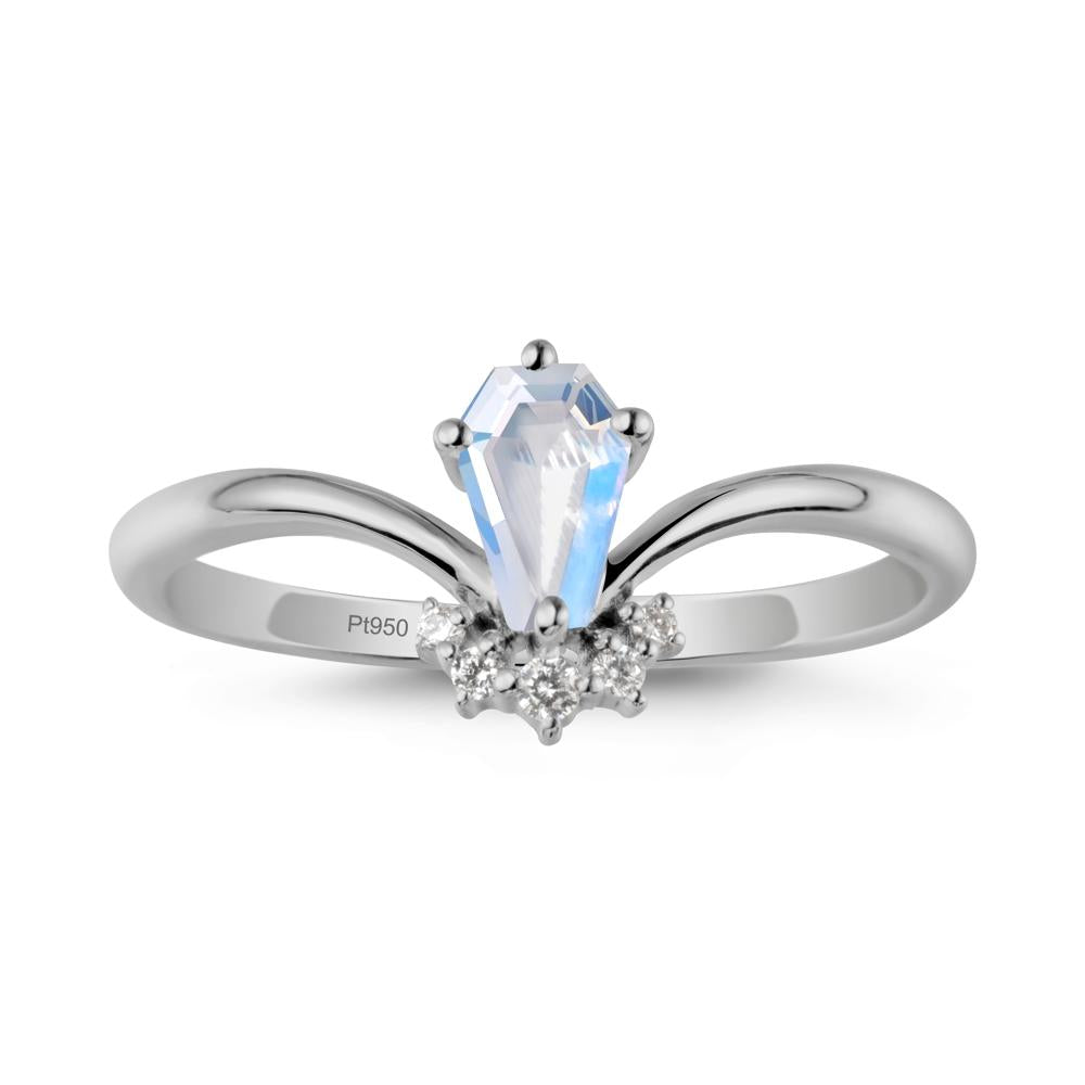 Simple Coffin Cut Moonstone Engagement Ring - LUO Jewelry #metal_platinum