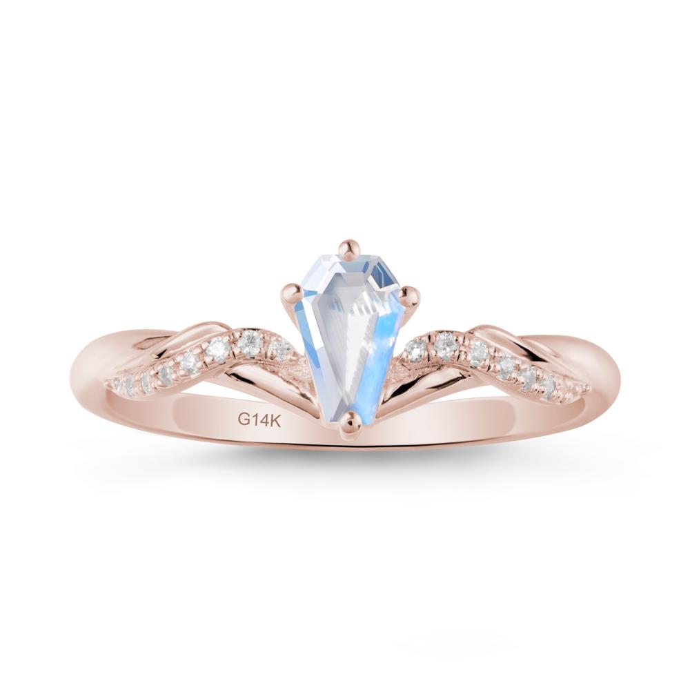 Coffin Cut Moonstone Ring with Twined Band - LUO Jewelry #metal_14k rose gold
