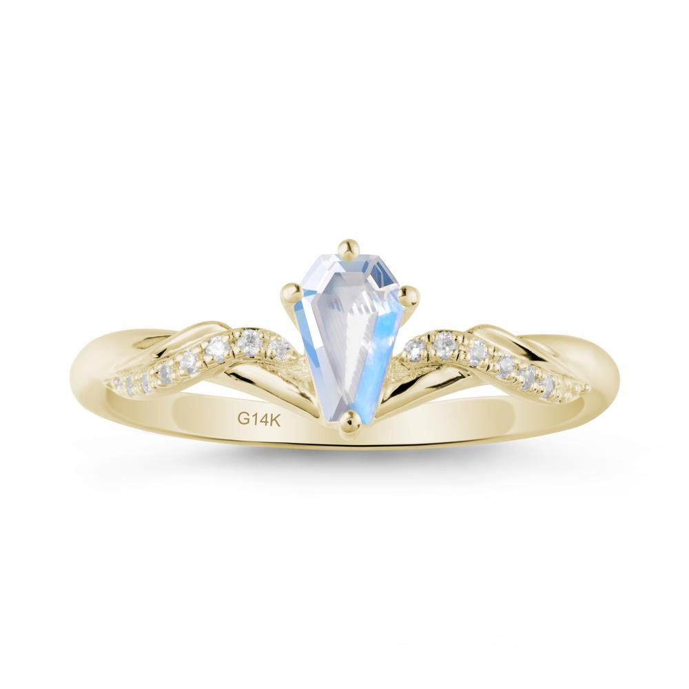 Coffin Cut Moonstone Ring with Twined Band - LUO Jewelry #metal_14k yellow gold