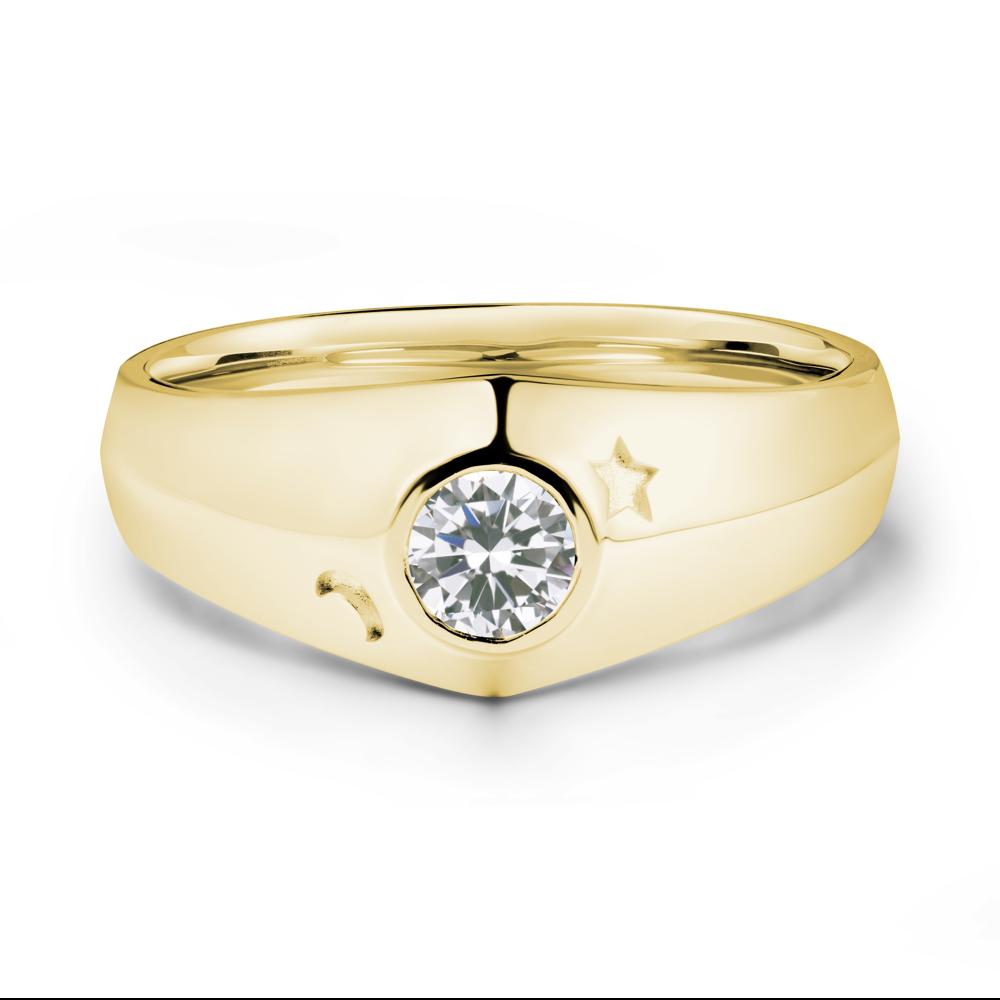 Round Cubic Zirconia Wide Band Ring - LUO Jewelry #metal_18k yellow gold