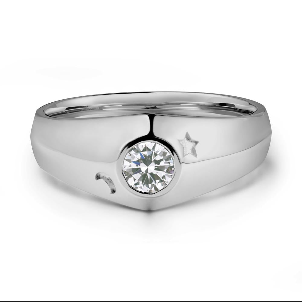Round Cubic Zirconia Wide Band Ring - LUO Jewelry #metal_platinum