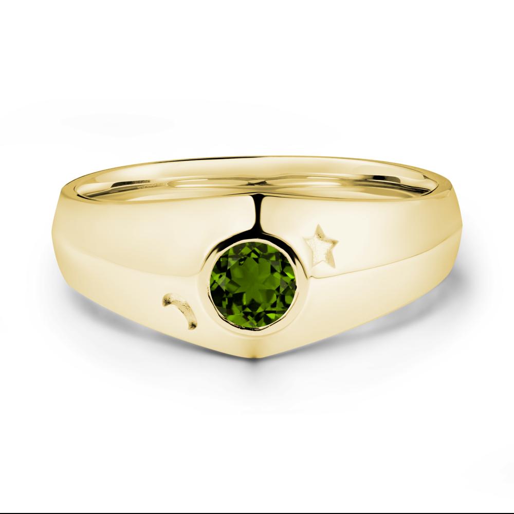 Bezel Setting Round Diopside Man Ring - LUO Jewelry #metal_18k yellow gold