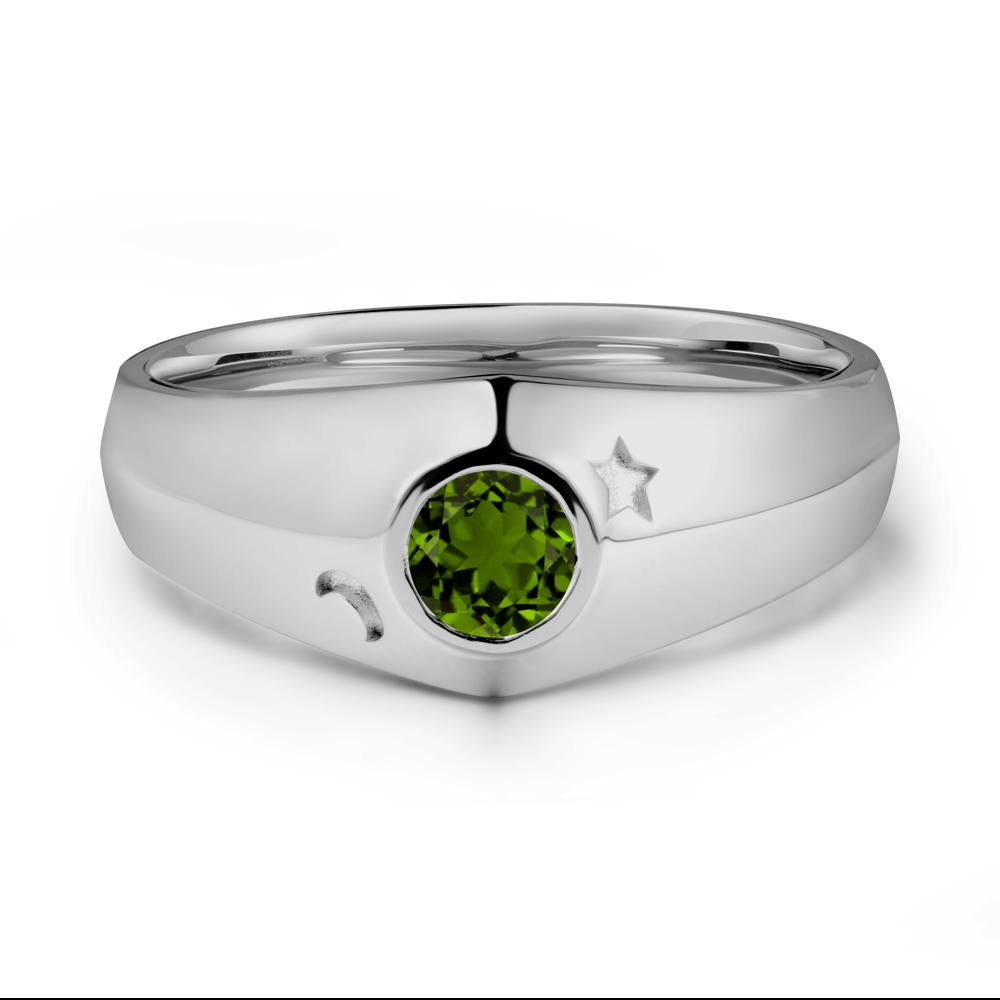 Bezel Setting Round Diopside Man Ring - LUO Jewelry #metal_platinum