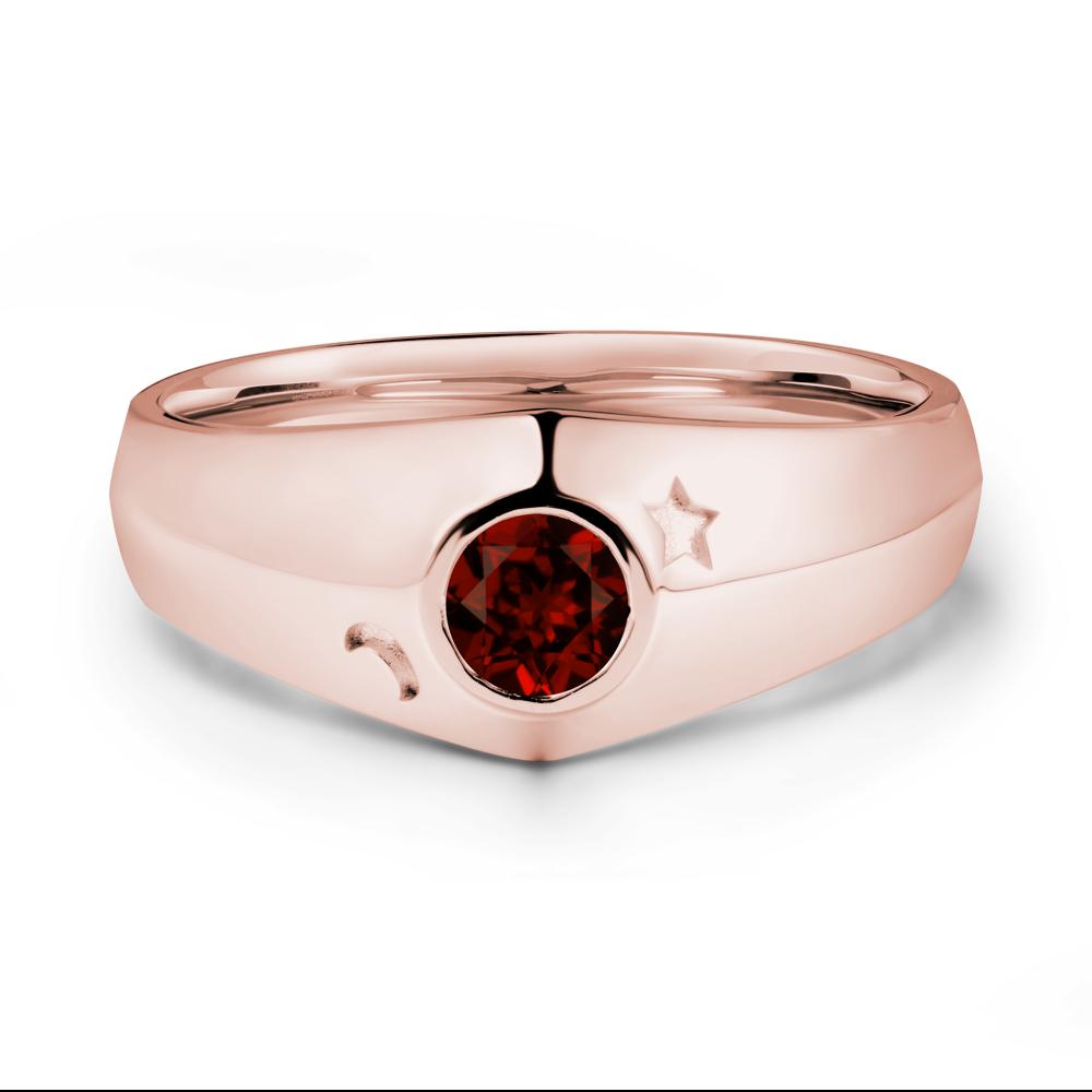 Round Garnet Wide Band Ring - LUO Jewelry #metal_18k rose gold