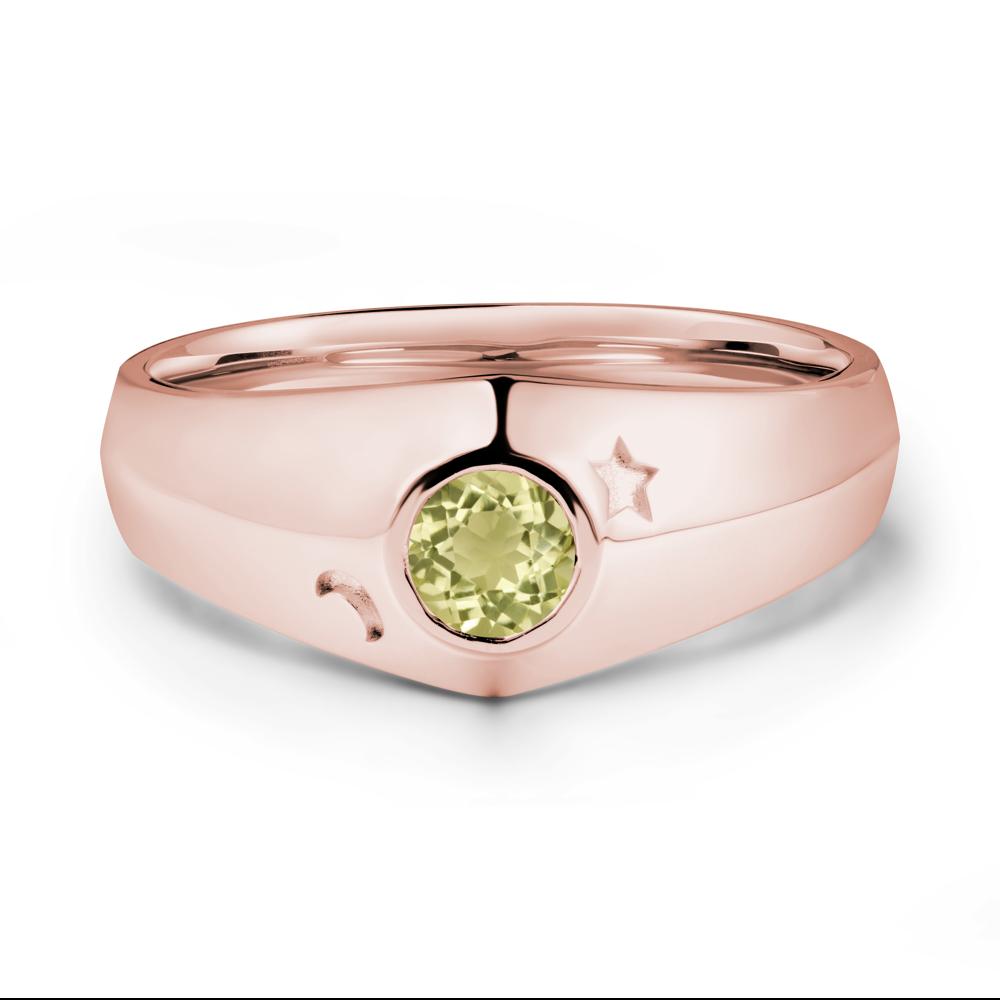 Round Lemon Quartz Wide Band Ring - LUO Jewelry #metal_18k rose gold