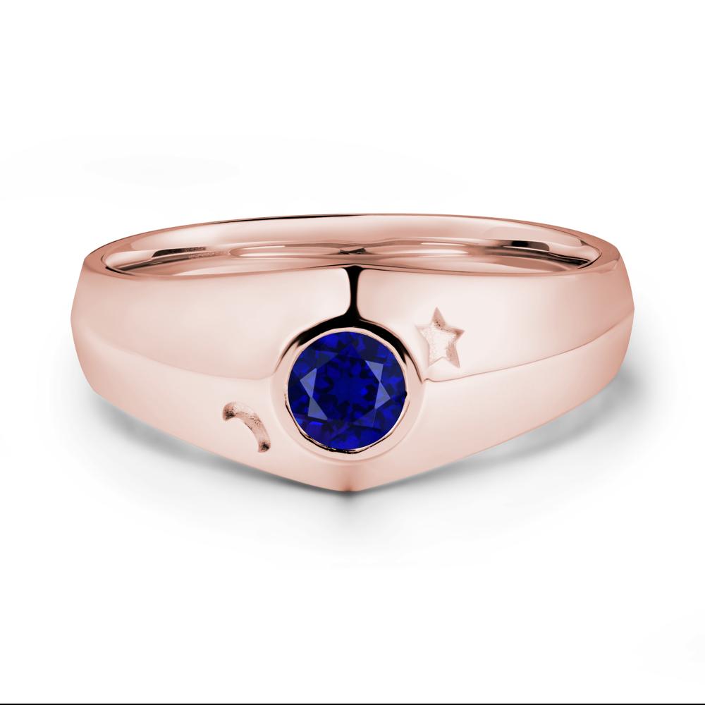 Round Sapphire Wide Band Ring - LUO Jewelry #metal_18k rose gold