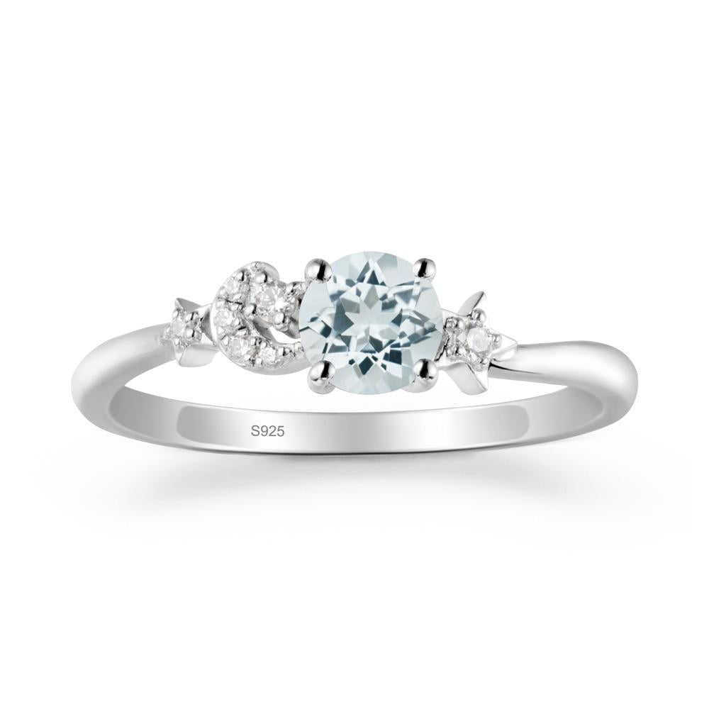 Moon and Pentacle Aquamarine Ring - LUO Jewelry #metal_sterling silver