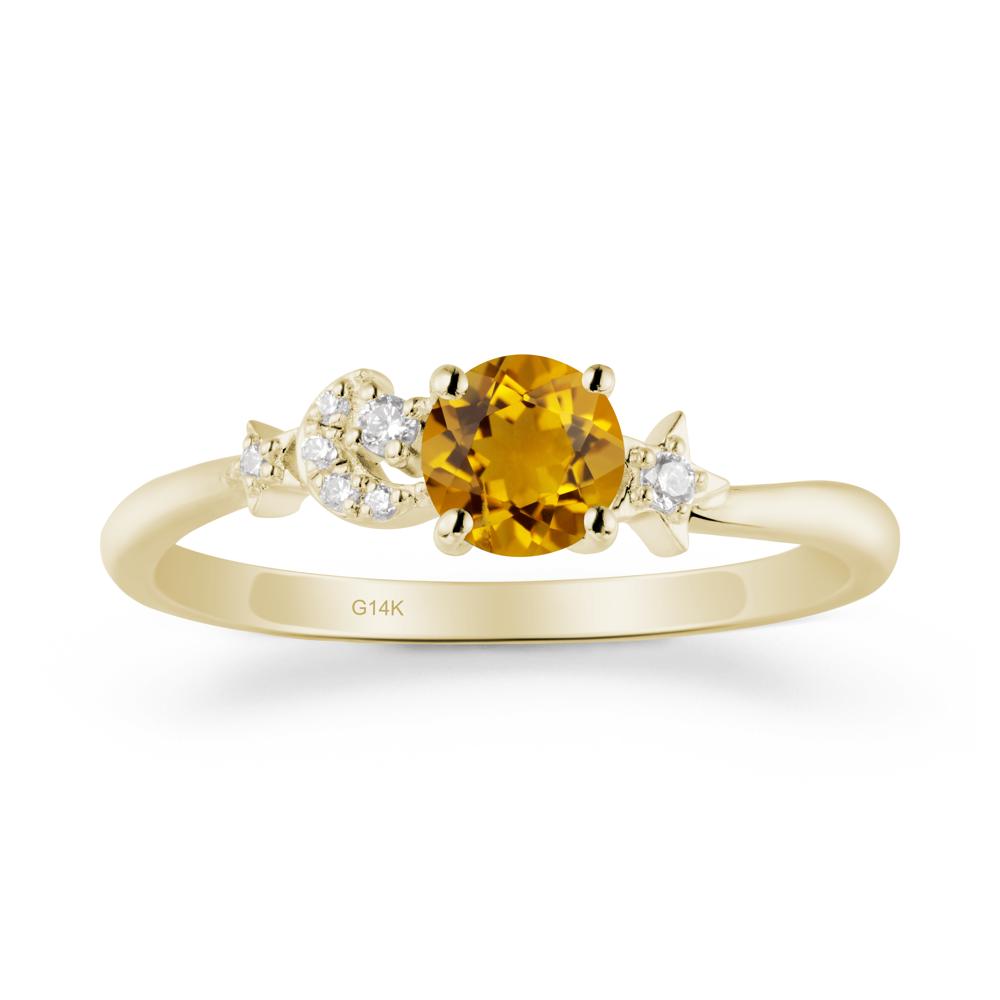 Moon and Pentacle Citrine Ring - LUO Jewelry #metal_14k yellow gold