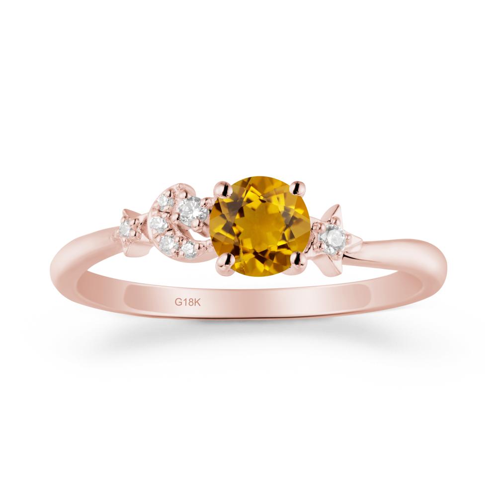 Moon and Pentacle Citrine Ring - LUO Jewelry #metal_18k rose gold