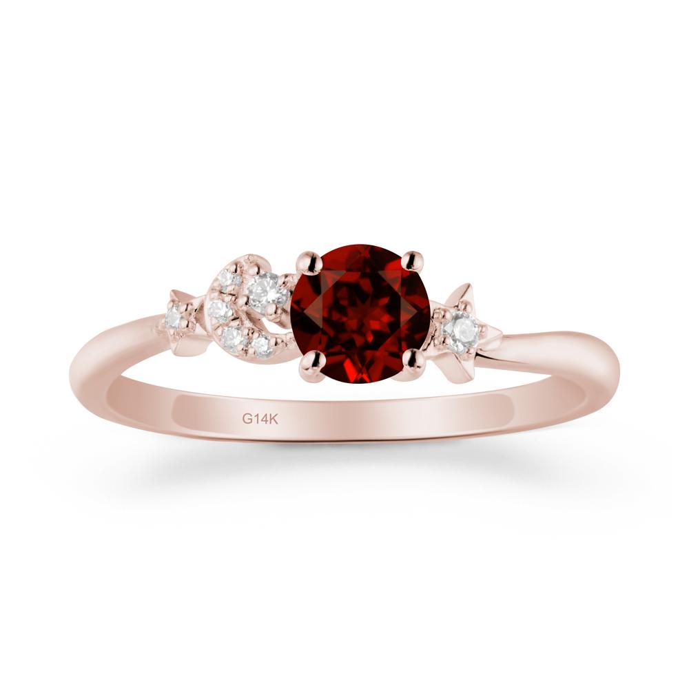 Moon and Pentacle Garnet Ring - LUO Jewelry #metal_14k rose gold