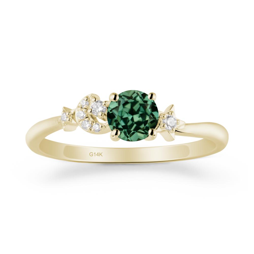 Moon and Pentacle Green Sapphire Ring - LUO Jewelry #metal_14k yellow gold