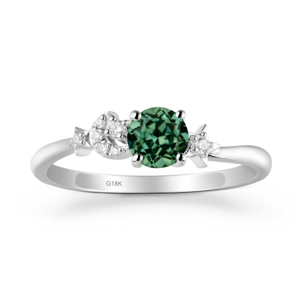 Moon and Pentacle Green Sapphire Ring - LUO Jewelry #metal_18k white gold